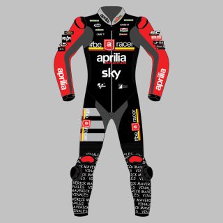 Maverick Viñales Aprilia Motorbike Leather Suit BritishGp 2024